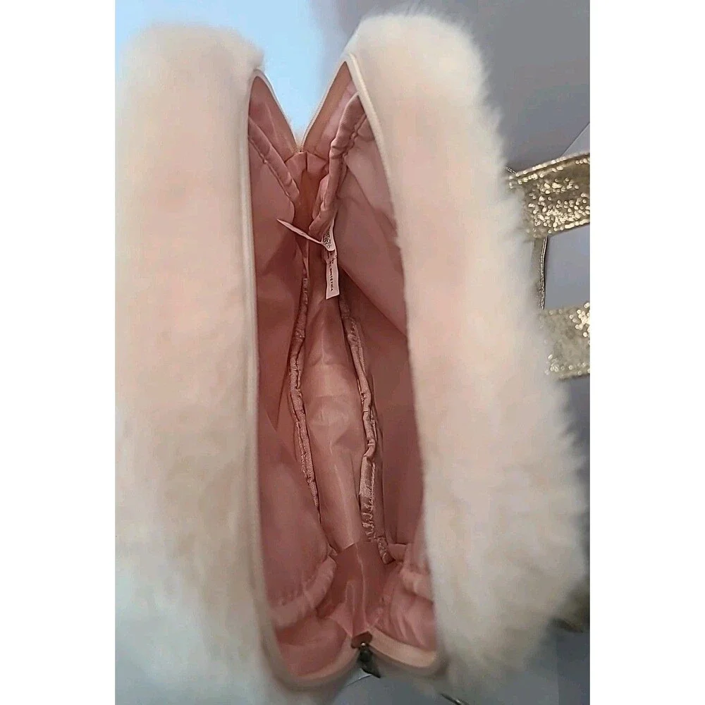 Gold Metallic Faux Fur Pink Backpack w/ Silver Gold Stars Toddler Little Girl
